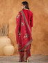 Maroon Chanderi Silk Yoke Embroidered Straight Kurta Set