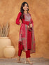 Maroon Chanderi Silk Yoke Embroidered Straight Kurta Set