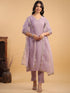 Lavender Silk Blend Emabellished Straight Kurta Set