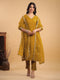 Mustard Silk Blend Embellished Straight Kurta Set