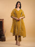 Mustard Silk Blend Embellished Straight Kurta Set