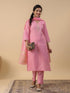 Baby Pink Cotton Blend Solid Straight Kurta Set