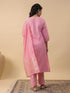Baby Pink Cotton Blend Solid Straight Kurta Set