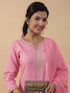 Baby Pink Cotton Blend Solid Straight Kurta Set