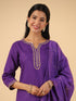 Purple Cotton Blend Yoke Design Straight Kurta Set