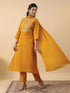 Mustard Cotton Blend Yoke Embroidered Straight Kurta Set