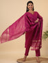 Magenta Cotton Blend Solid Straight Kurta Set