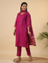 Magenta Cotton Blend Solid Straight Kurta Set