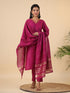 Magenta Cotton Blend Solid Straight Kurta Set