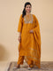Mustard Cotton Blend Yoke Embroidered Straight Kurta Set