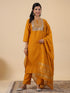Mustard Cotton Blend Yoke Embroidered Straight Kurta Set