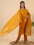 Mustard Cotton Blend Yoke Design Straight Kurta Set