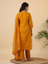 Mustard Cotton Blend Yoke Design Straight Kurta Set