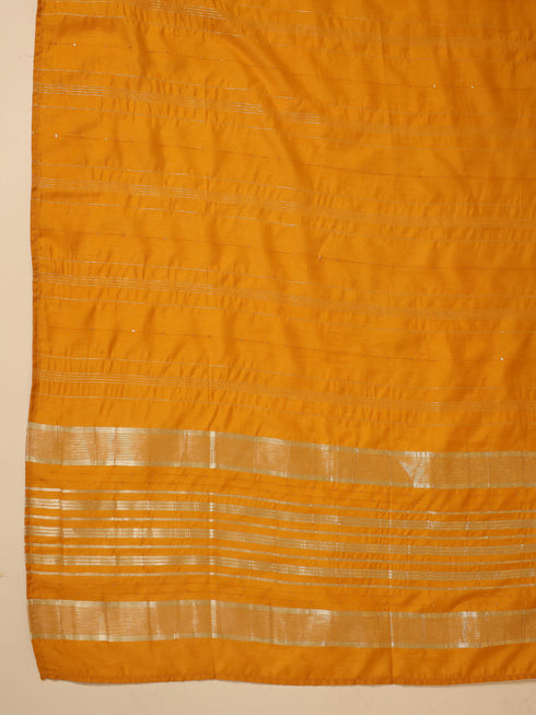 Mustard Cotton Blend Yoke Design Straight Kurta Set