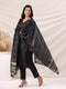 Black Cotton Blend Solid Straight Kurta Set