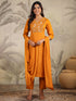 Mustard Cotton Blend Yoke Embroidered Straight Kurta Set