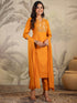 Mustard Cotton Blend Yoke Embroidered Straight Kurta Set