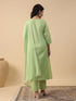 Light Green Cotton Blend Yoke Embroidered Straight Kurta Set