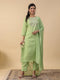 Light Green Cotton Blend Yoke Embroidered Straight Kurta Set