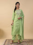 Light Green Cotton Blend Yoke Embroidered Straight Kurta Set