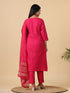 Pink Cotton Blend Solid Straight Kurta Set