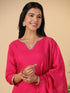 Pink Cotton Blend Solid Straight Kurta Set