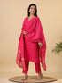 Pink Cotton Blend Solid Straight Kurta Set