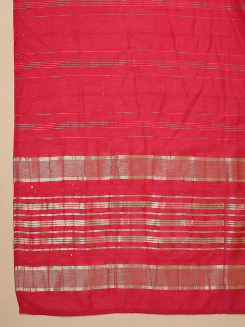 Pink Cotton Blend Solid Straight Kurta Set