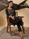 Black Cotton Blend Yoke Embroidery Straight Kurta Set