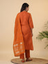 Rust Cotton Blend Yoke Design Straight Kurta Set