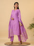 Lavender Cotton Blend Solid Straight Kurta Set