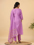 Lavender Cotton Blend Solid Straight Kurta Set