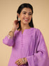 Lavender Cotton Blend Solid Straight Kurta Set