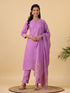 Lavender Cotton Blend Solid Straight Kurta Set
