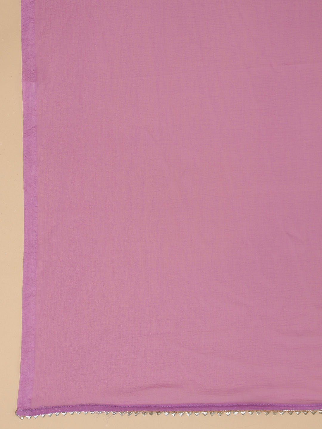 Lavender Cotton Blend Yoke Embroidered Straight Kurta Set
