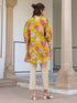 Mustard Pure Cotton Floral Printed A-line Tunic