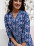Blue Georgette Floral Printed A-line Tunic