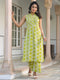 Lime Green Pure Cotton Geometric Printed A-line Kurta Pant Set