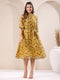 Mustard Georgette Floral Printed A-Line Dress