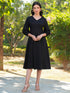 Black Rayon Solid A-line Dress