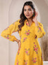 Mustard Georgette Floral Printed A-line Dress