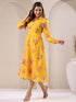 Mustard Georgette Floral Printed A-line Dress