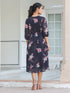 Black Georgette Floral Printed A-line Dress