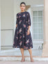 Black Georgette Floral Printed A-line Dress