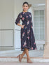 Black Georgette Floral Printed A-line Dress