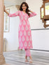 Light Pink Pure Cotton Ethnic Motifs Printed Straight Kurta Pant Set