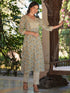 Off White Pure Cotton Floral Printed Straight Kurta Set