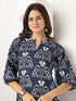 Navy Blue Pure Cotton Ikkat Printed Straight Co-ord Set