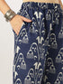 Navy Blue Pure Cotton Ikkat Printed Straight Co-ord Set