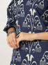 Navy Blue Pure Cotton Ikkat Printed Straight Co-ord Set